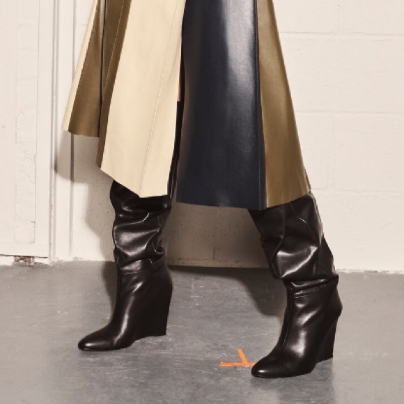 Zara genuine leather black wedge boots - Picture 2 of 15